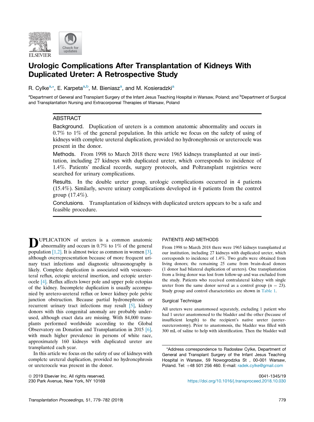 Urologic Complications After Transplantation of Kidneys with Duplicated Ureter: a Retrospective Study