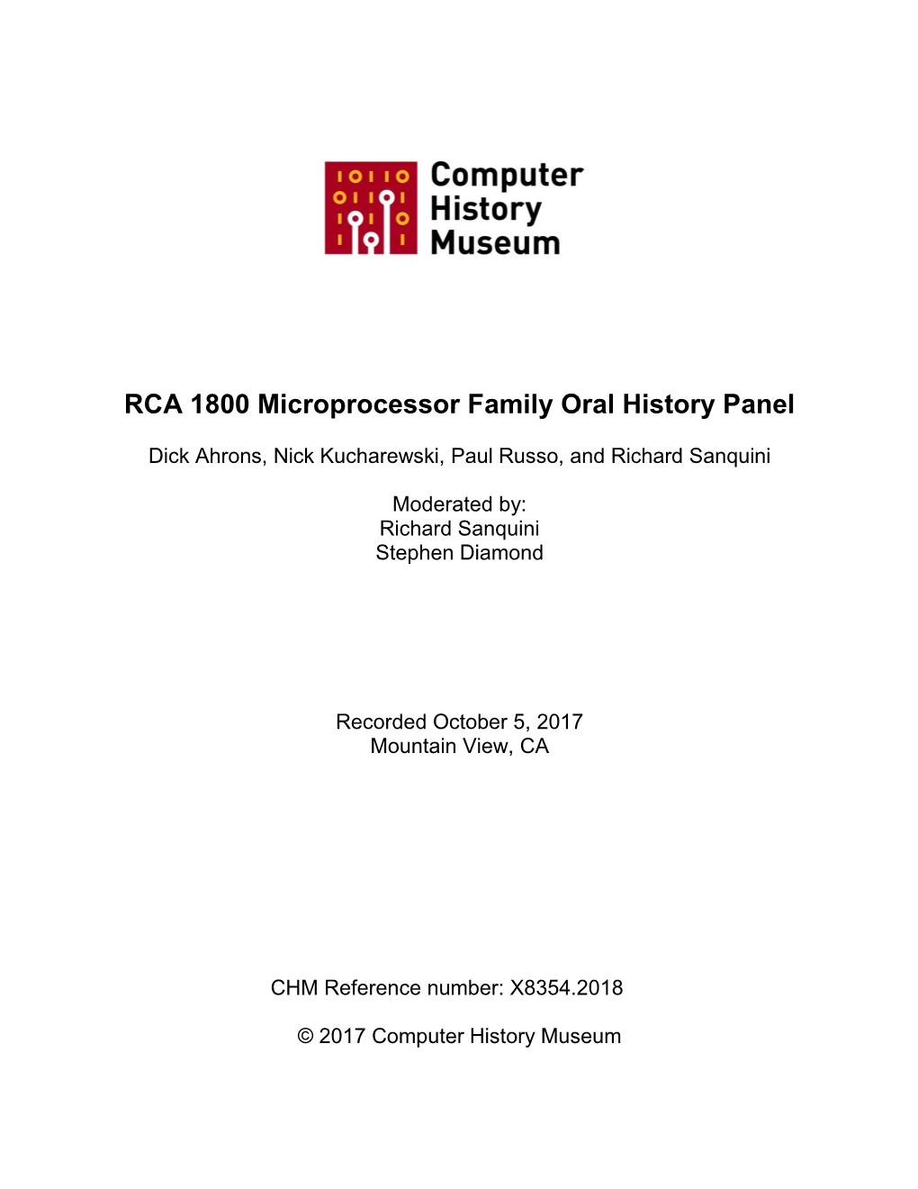 RCA 1800 Microprocessor Family Oral History Panel