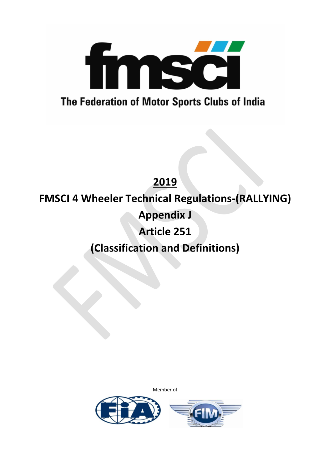 FMSCI Article 251 Classification and Definitions