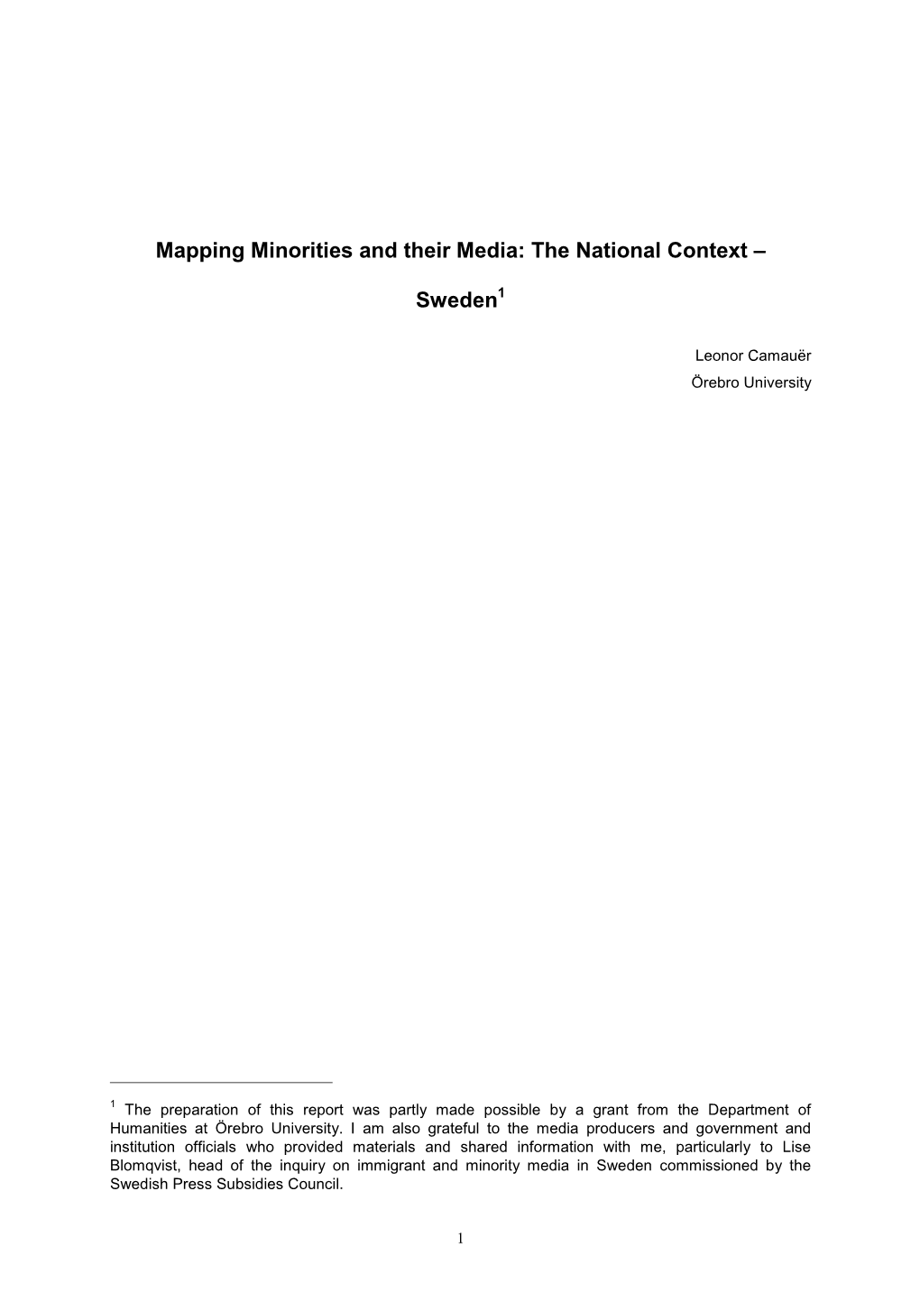 Mapping Minorities and Their Media: the National Context – Sweden