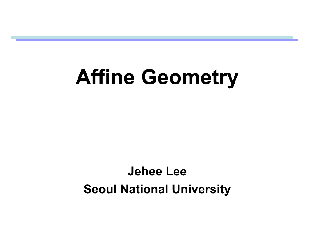 Affine Geometry