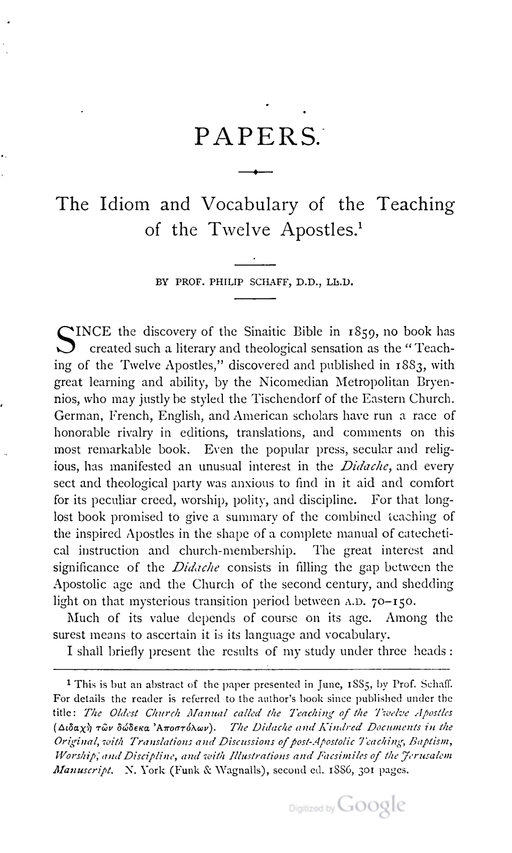 Philip Schaff, "The Idiom and Vocabulary