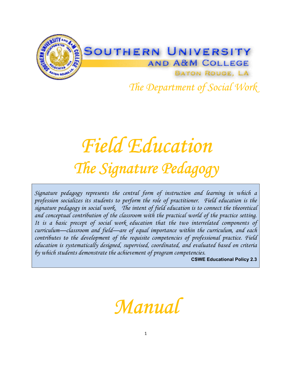 Field Education Manual