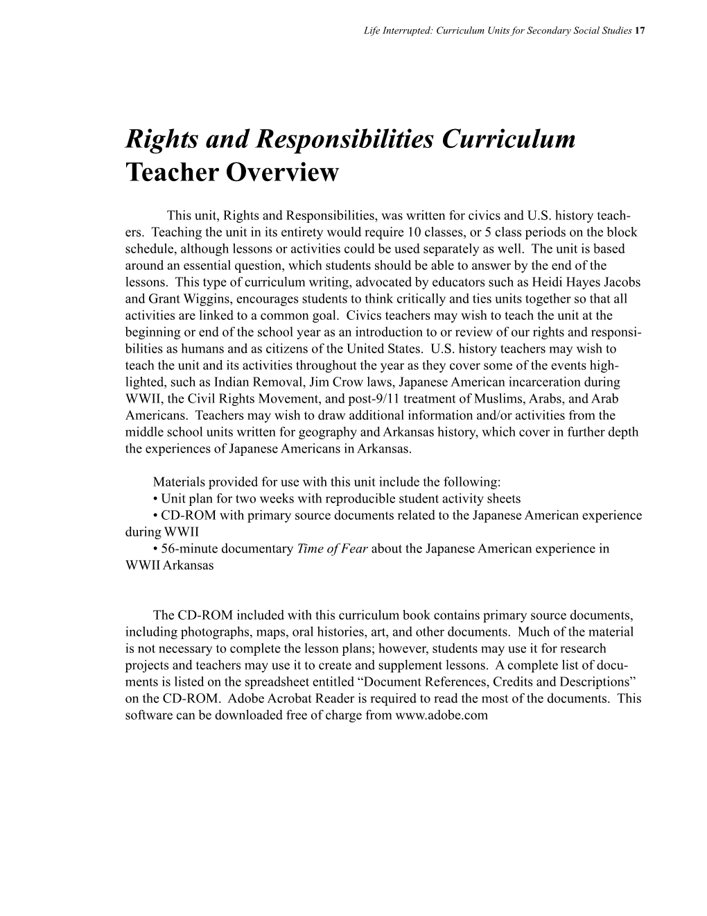 Download the Entire Rights and Responsibilities Curriculum (PDF)