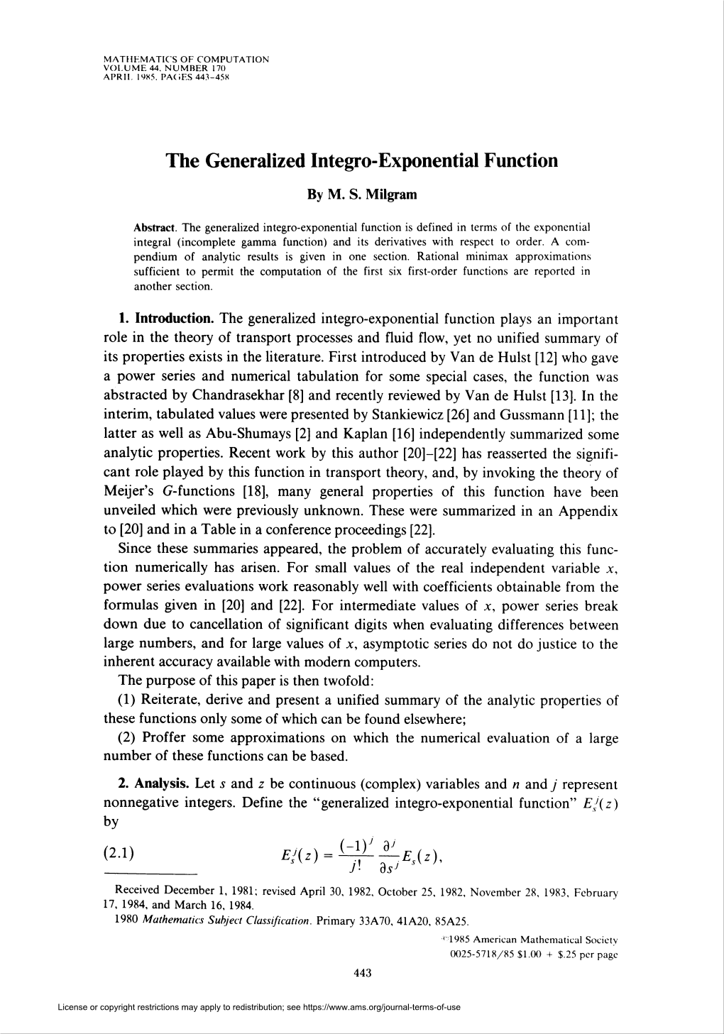 The Generalized Integro-Exponential Function (2-1) Ei(Z)