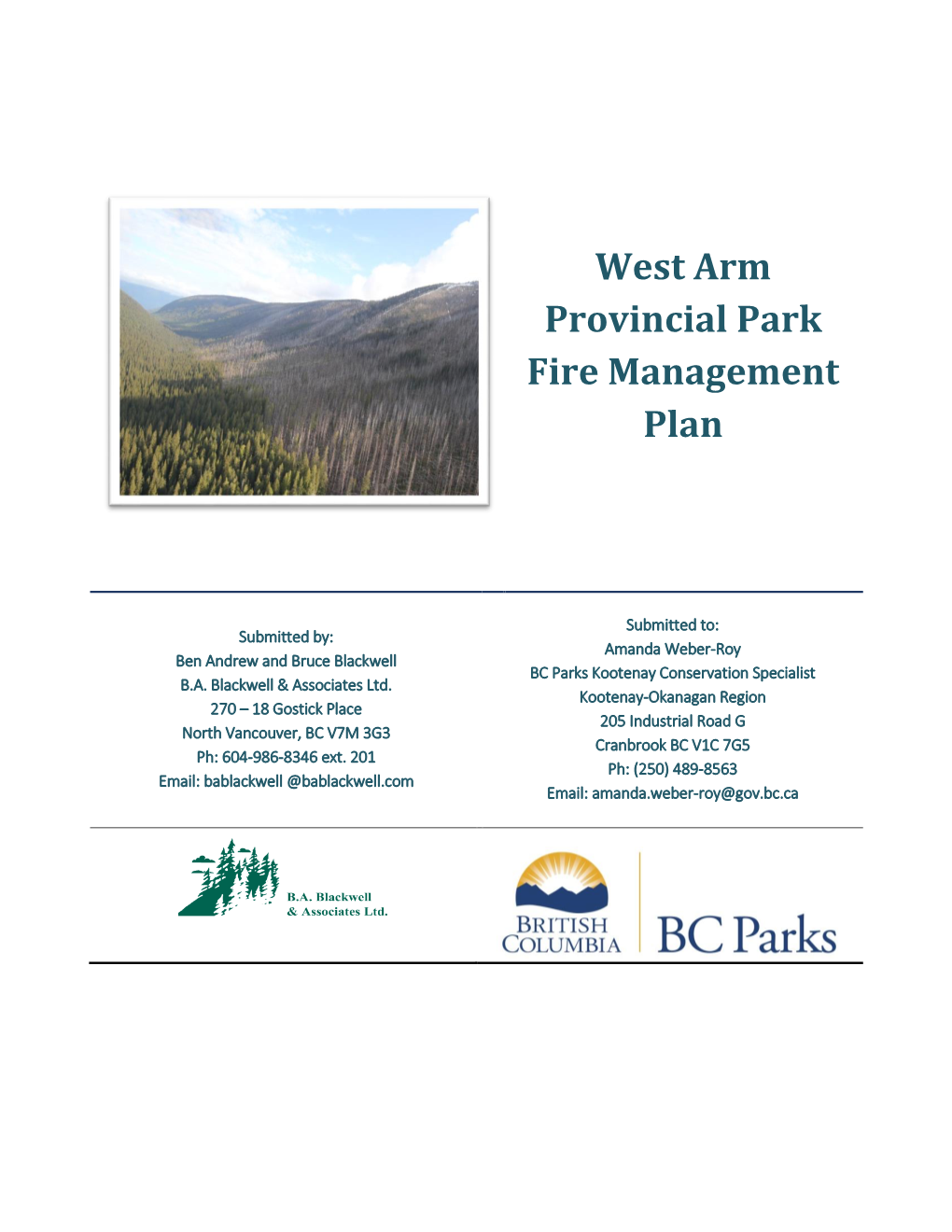 West Arm Provincial Park Fire Management Plan