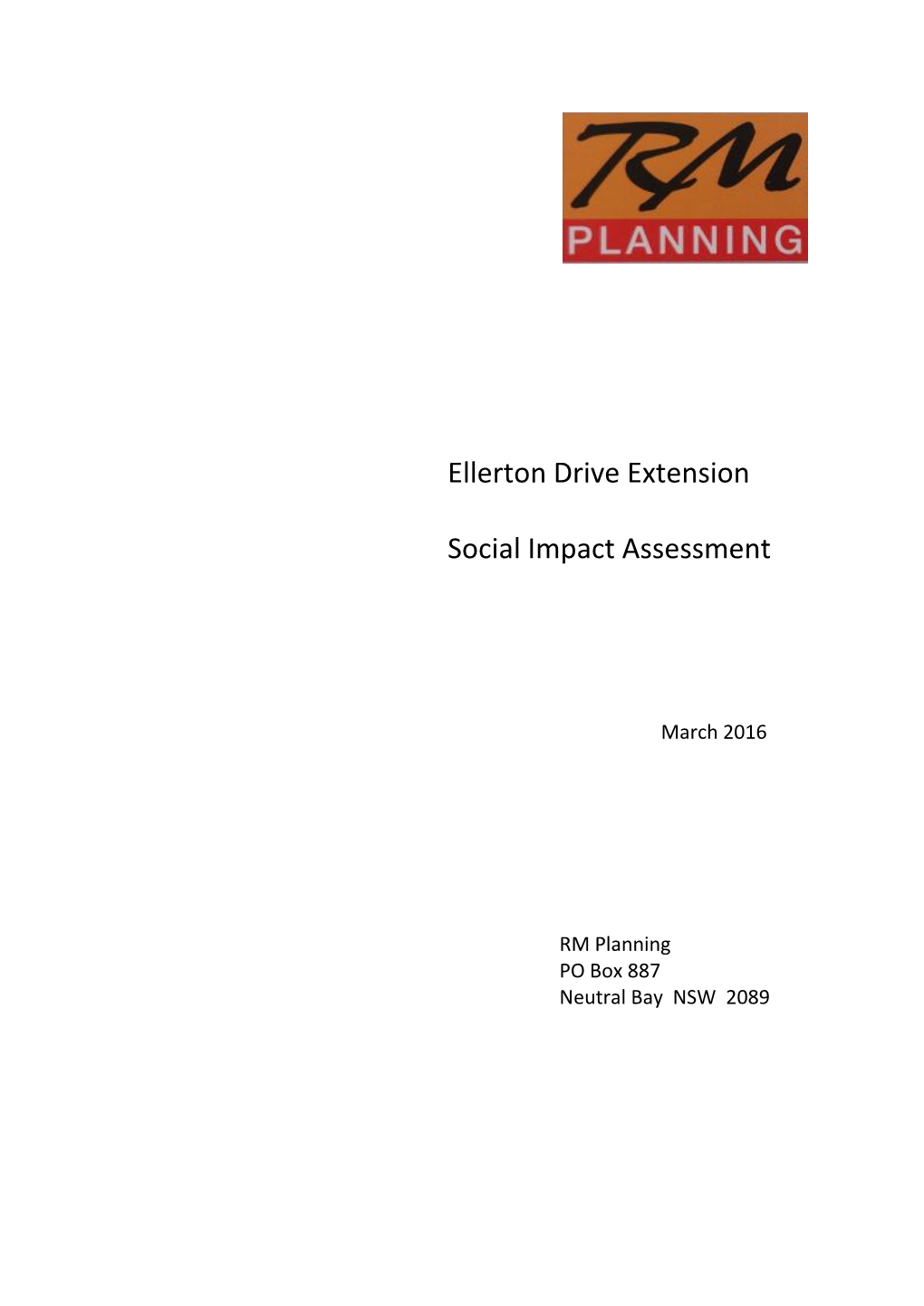 Ellerton Drive Extension Social Impact Assessment