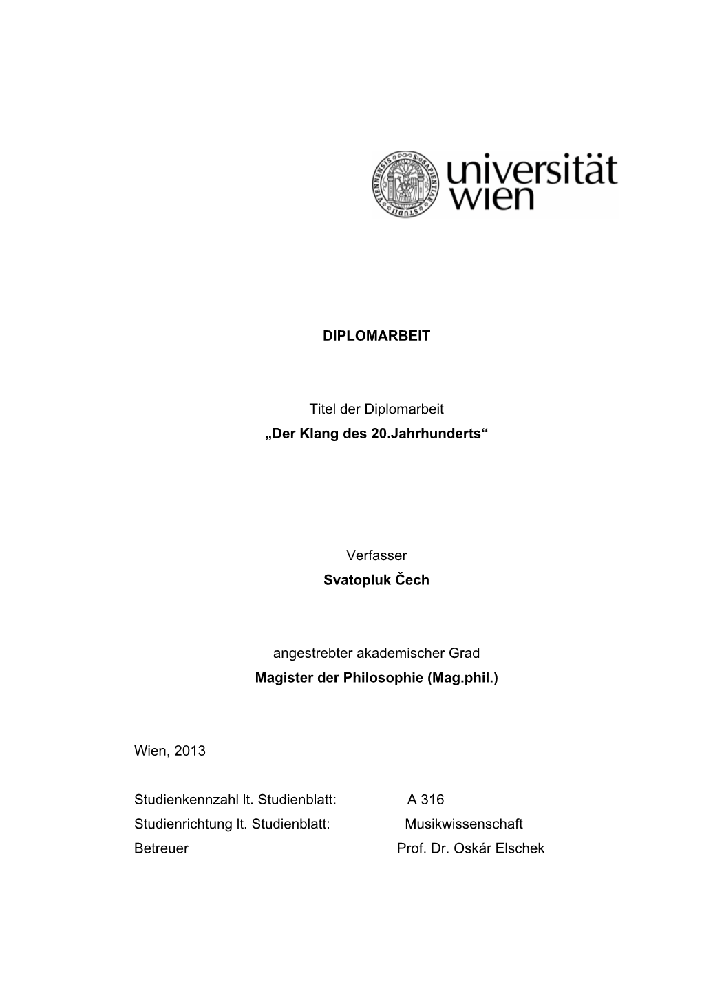 DIPLOMARBEIT Titel Der Diplomarbeit