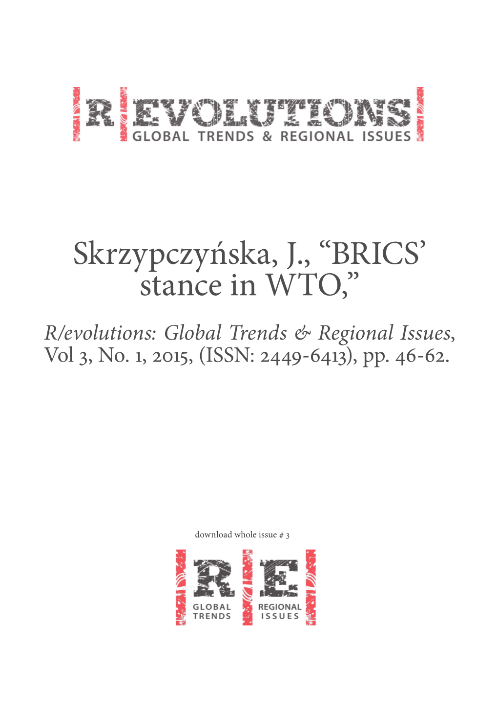 R/Evolutions: Global Trends and Regional Issues, Volume 3