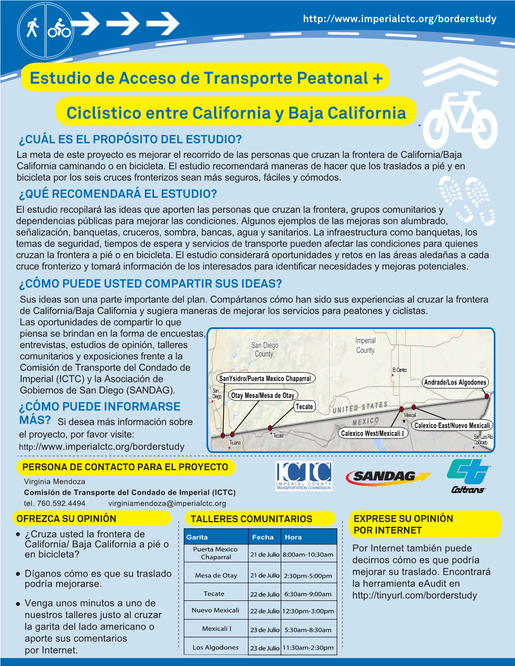 Estudio De Acceso De Transporte Peatonal + Ciclístico Entre California Y Baja California
