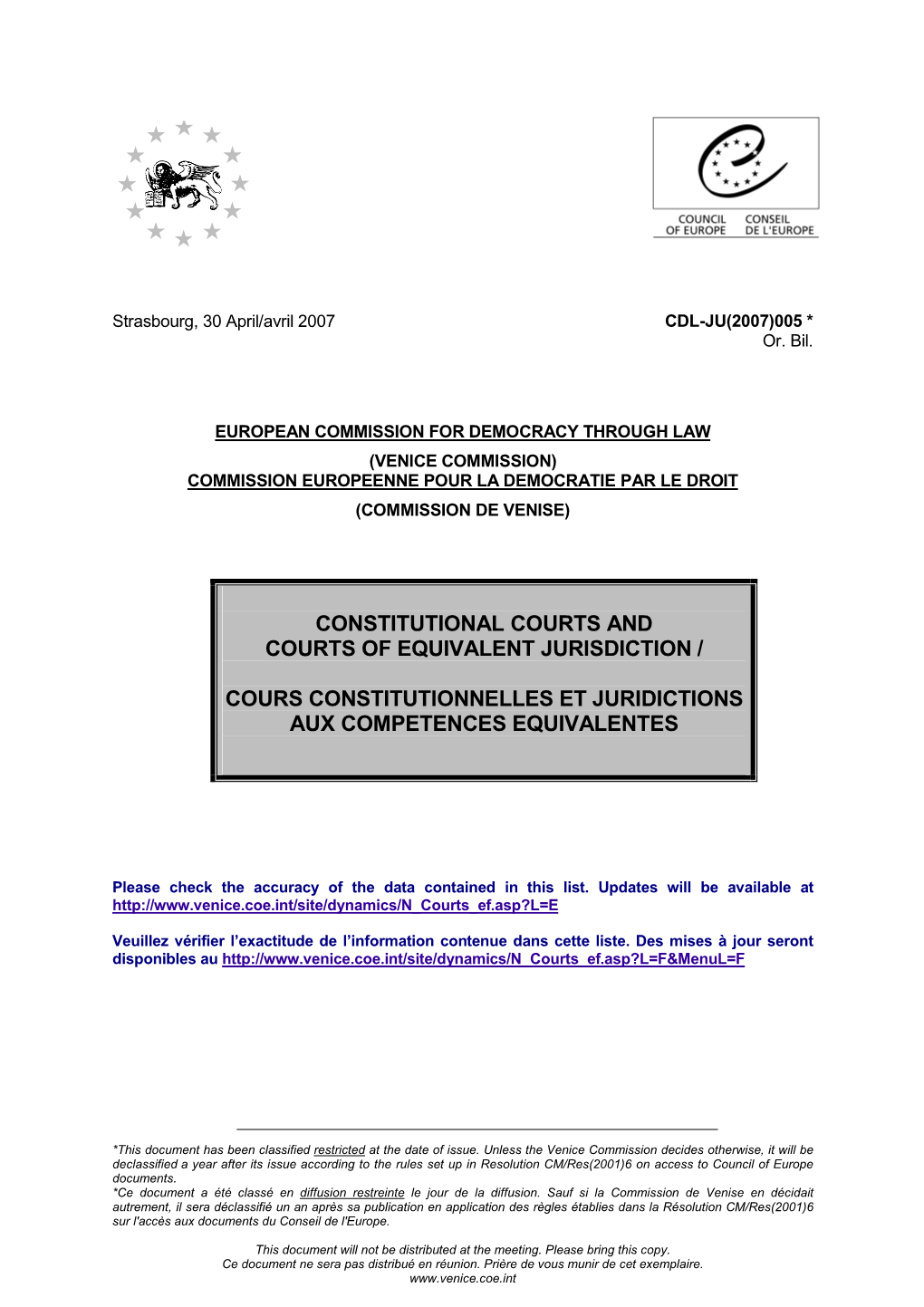 Constitutional Courts and Courts of Equivalent Jurisdiction