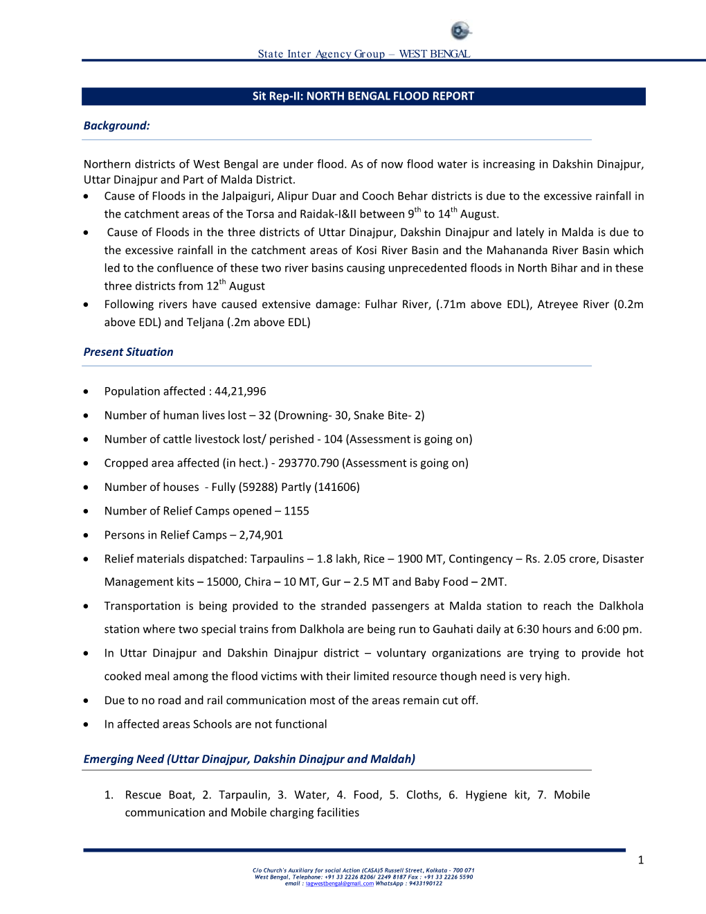 NORTH BENGAL FLOOD REPORT Background