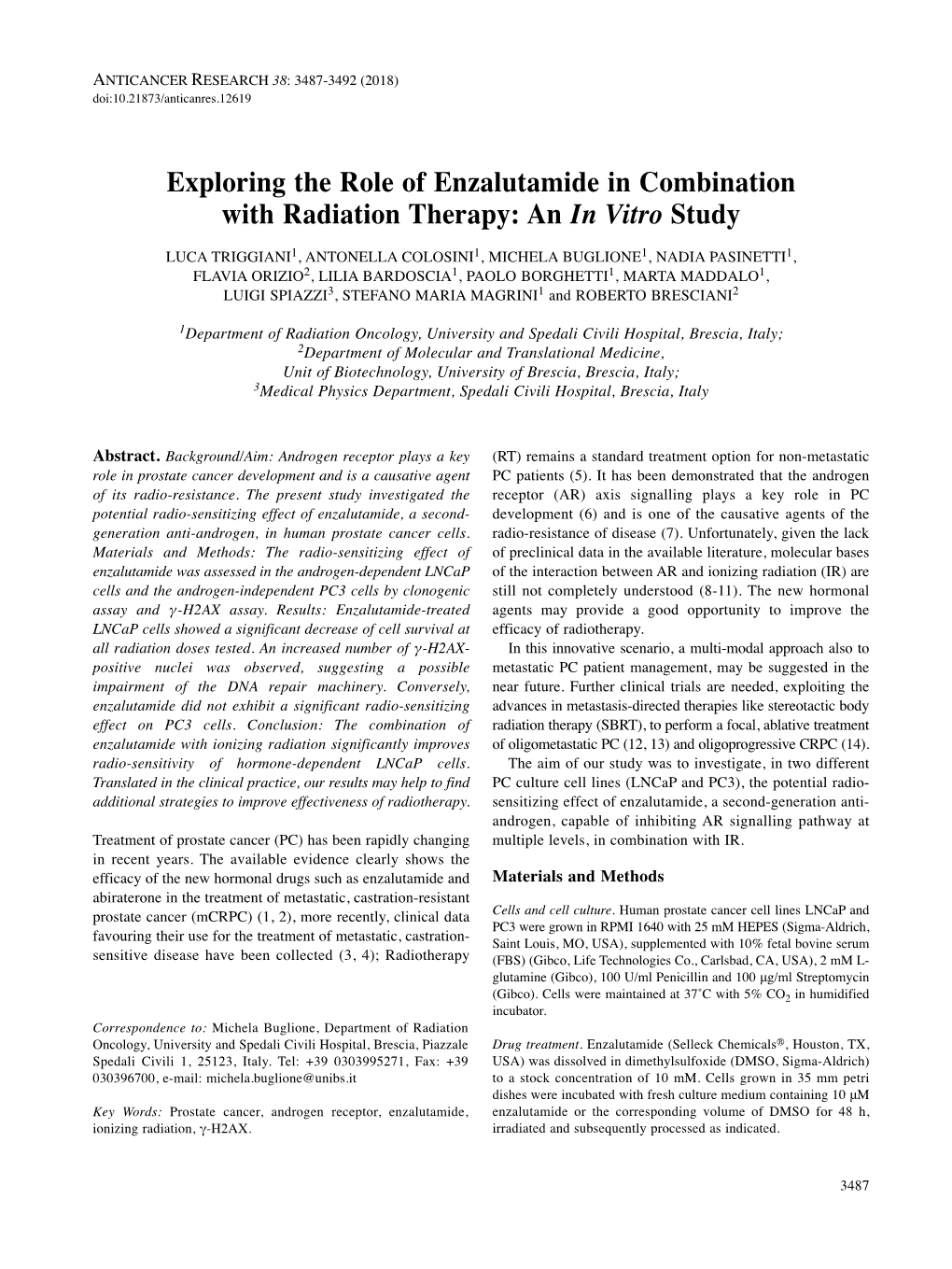 Exploring the Role of Enzalutamide in Combination with Radiation Therapy