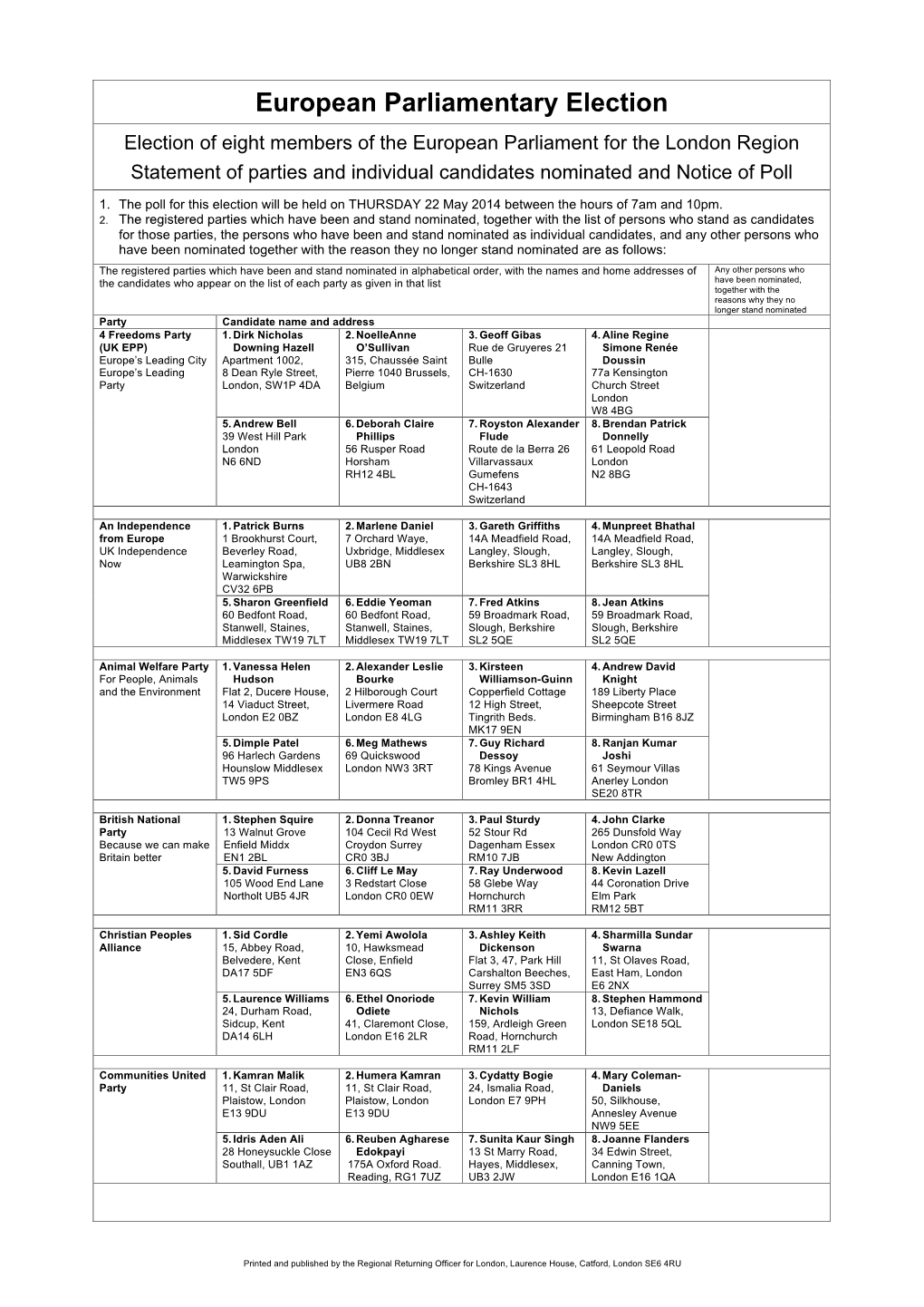 European Parliamentary Election