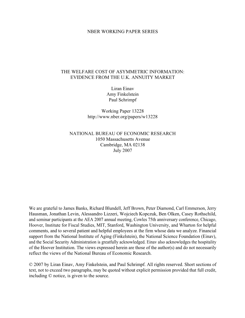 The Welfare Cost of Asymmetric Information: Evidence from the U.K