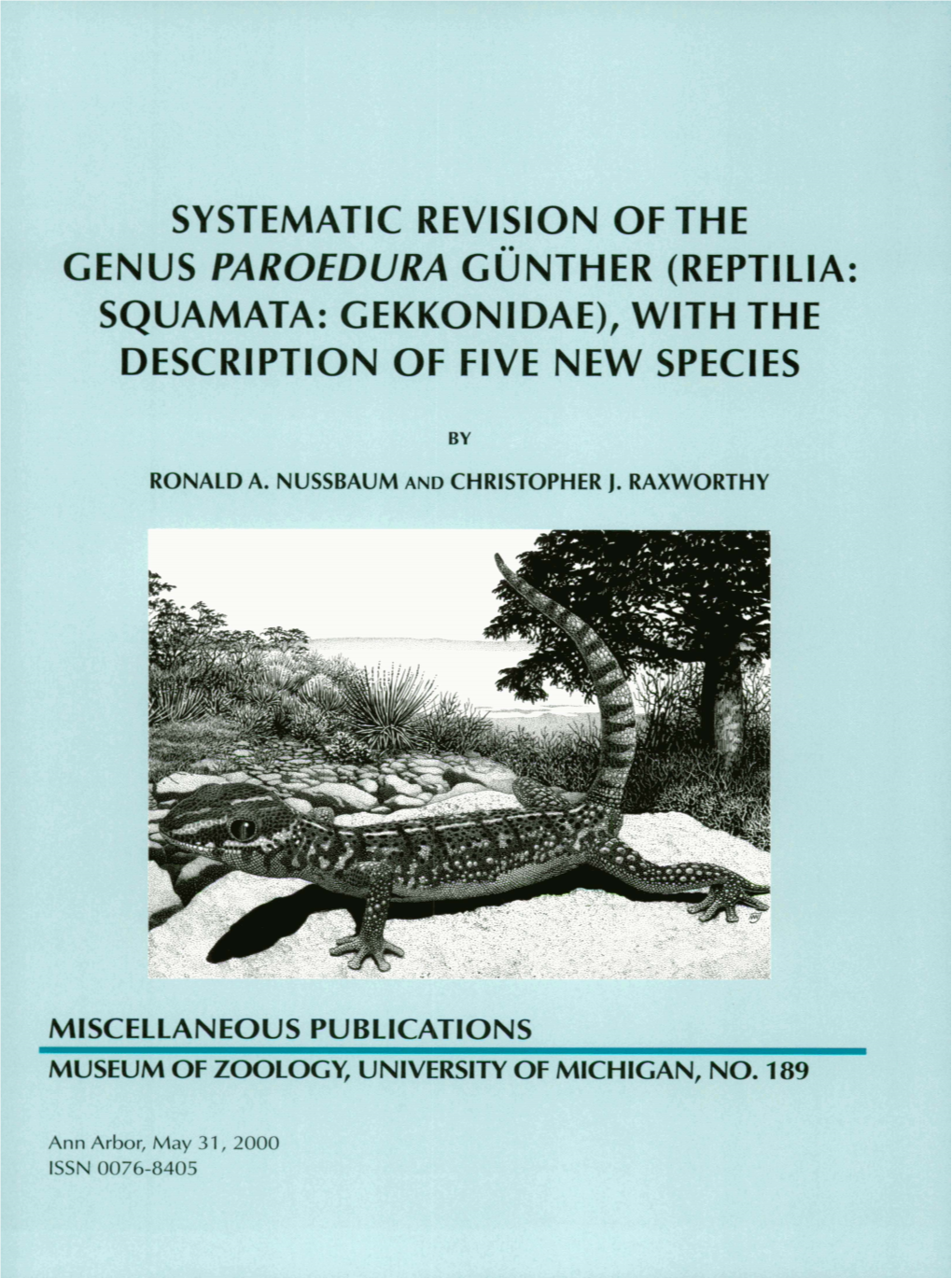 With the Description of Five New Species
