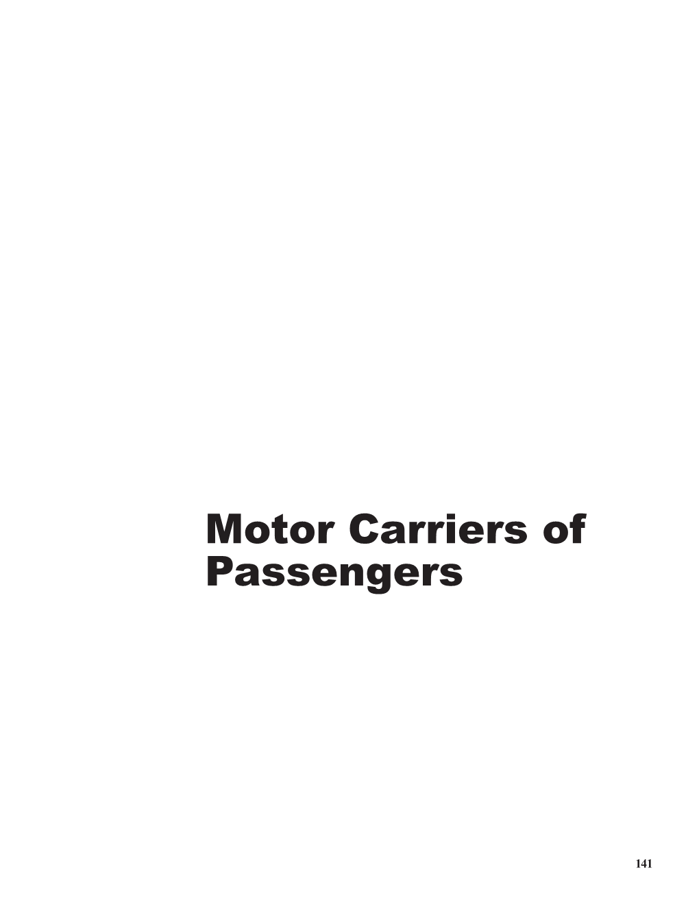 Motor Carriers of Passengers