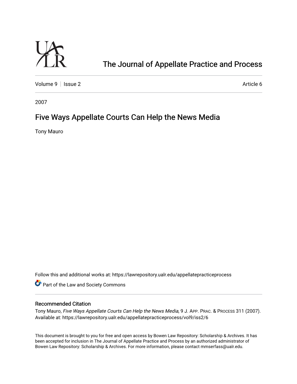 Five Ways Appellate Courts Can Help the News Media