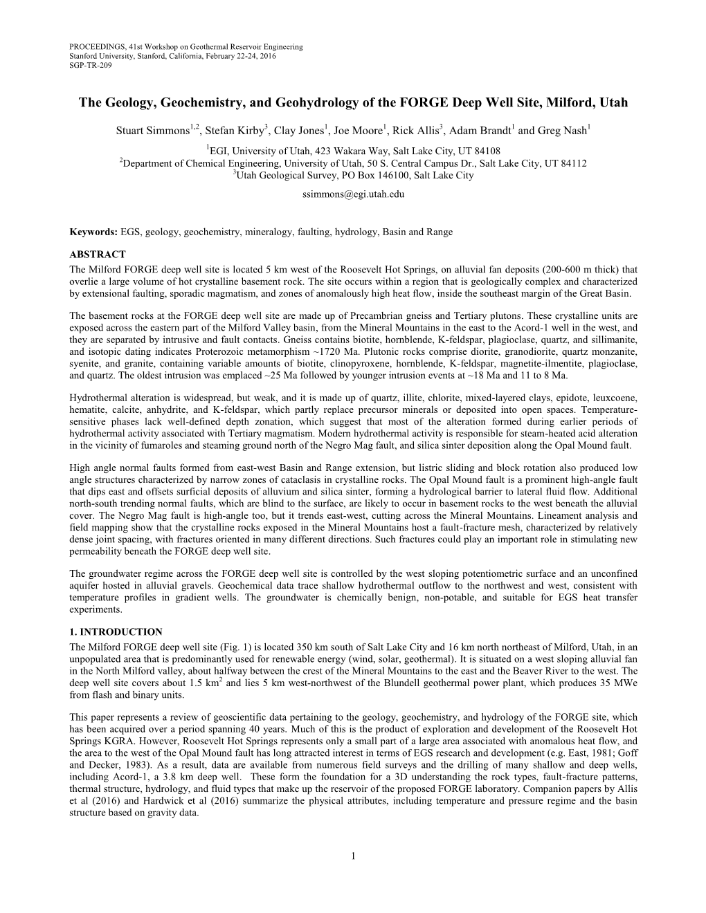 The Geology, Geochemistry, and Hydrology of the EGS FORGE Site