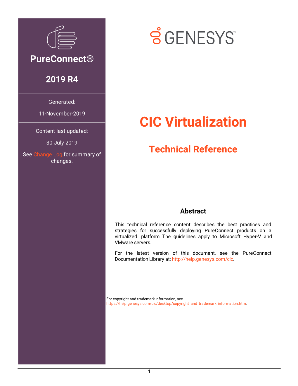 CIC Virtualization Technical Reference