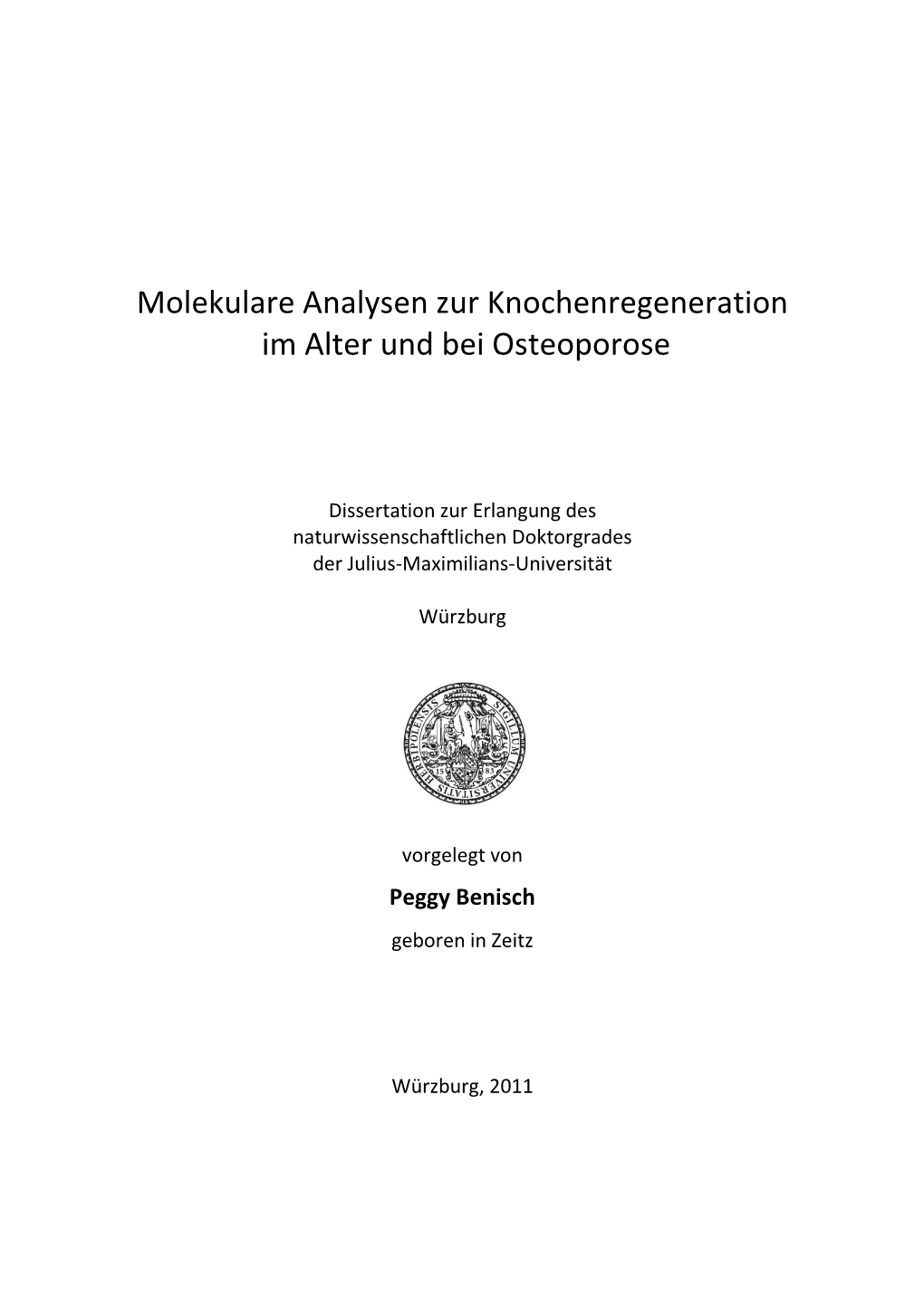 Molekulare Analysen Zur Knochenregeneration Im Alter Und Bei Osteoporose