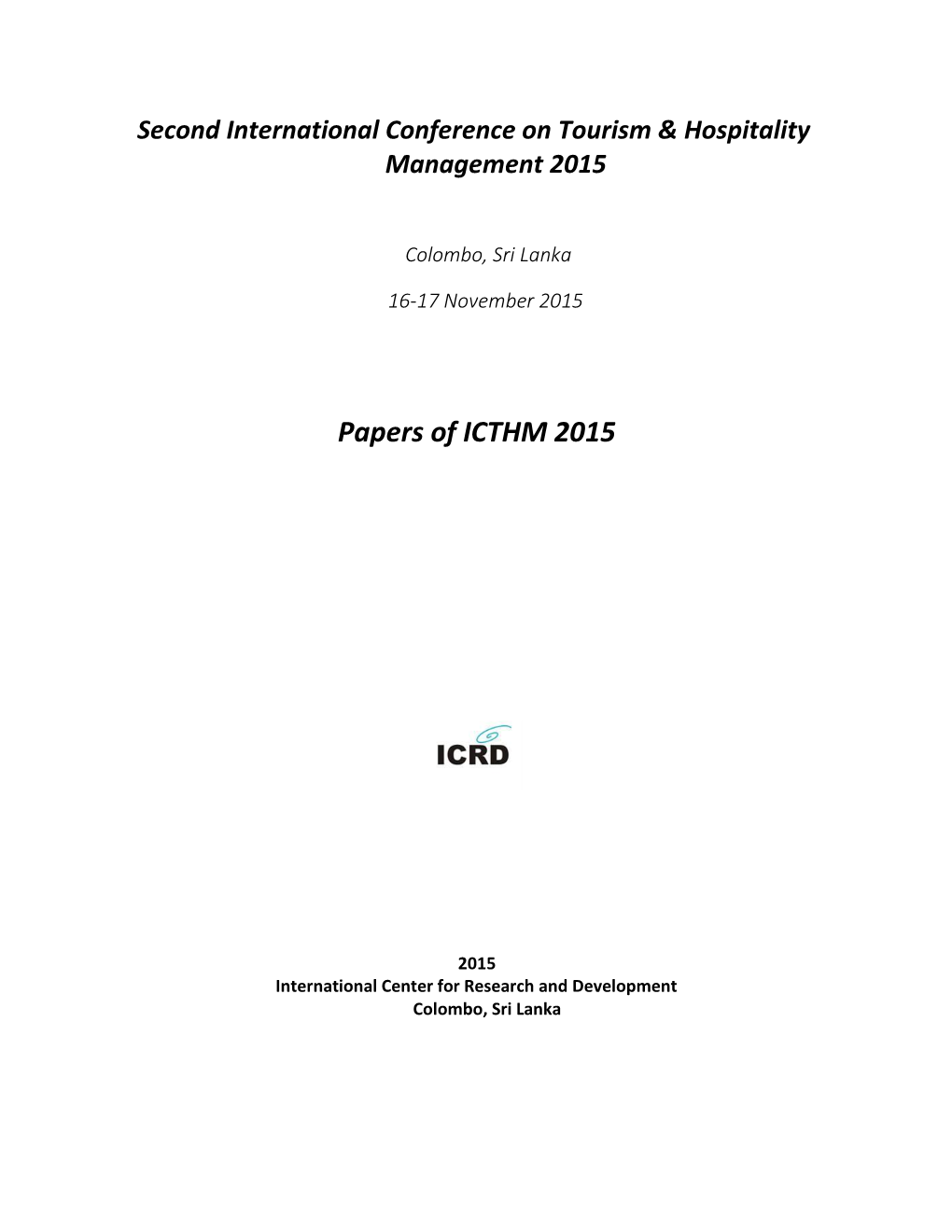 Papers of ICTHM 2015