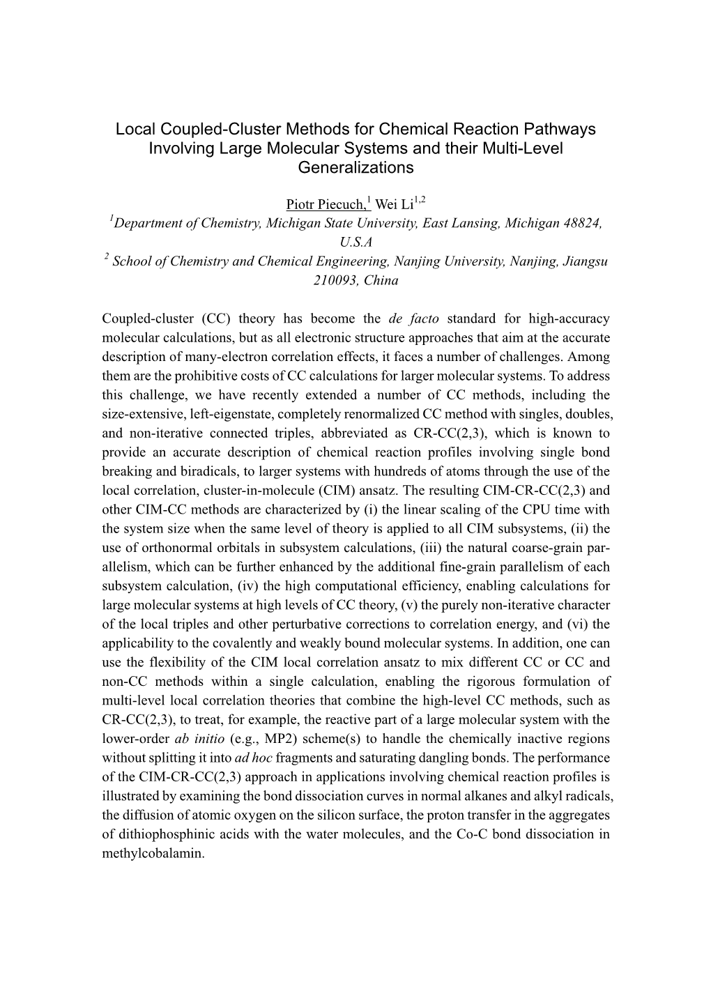 Local Coupled-Cluster Methods for Chemical Reaction Pathways Involving Large Molecular Systems and Their Multi-Level Generalizations