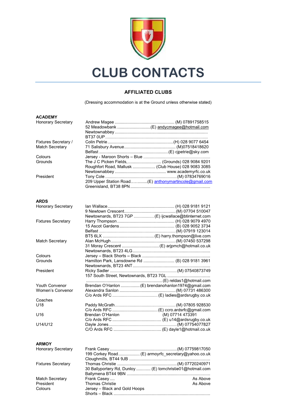 Club Contacts