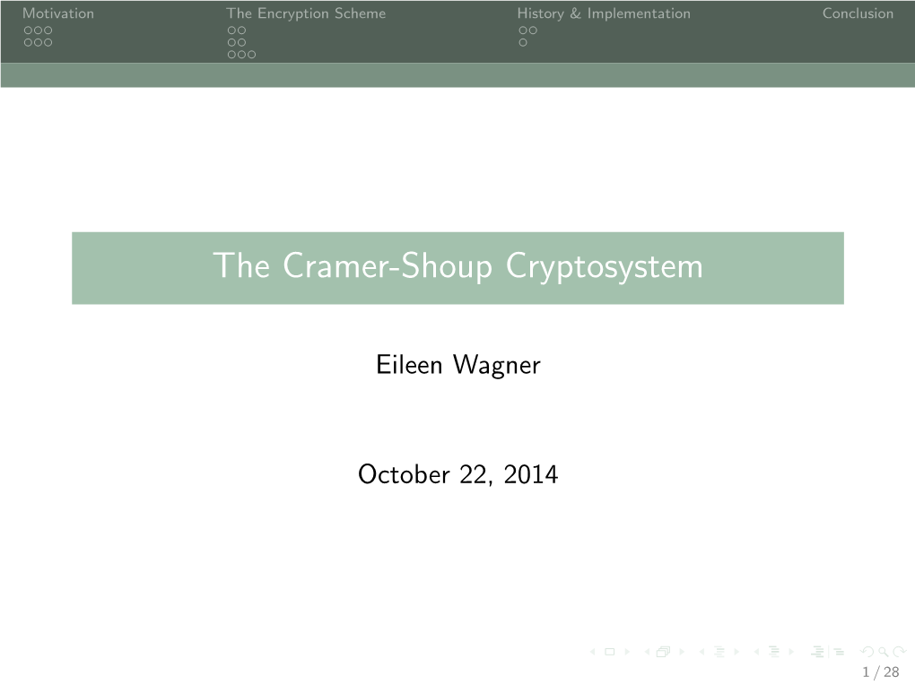 The Cramer-Shoup Cryptosystem