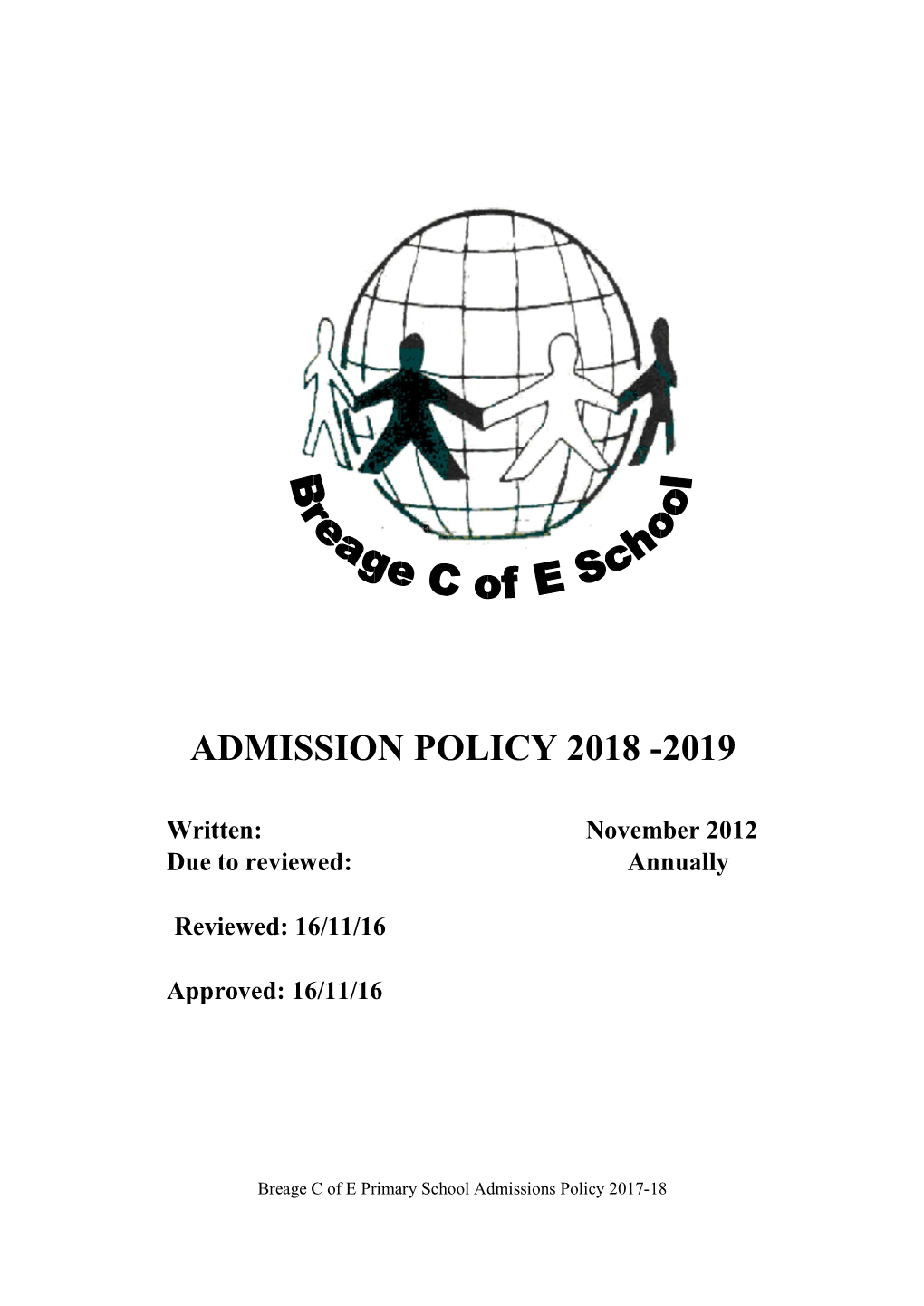 Admission Policy 2018 -2019