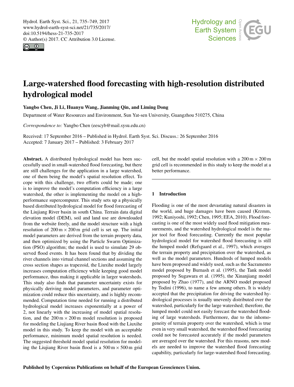 Large-Watershed Flood Forecasting with High-Resolution Distributed