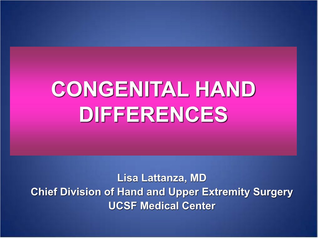 Congenital Hand Differences