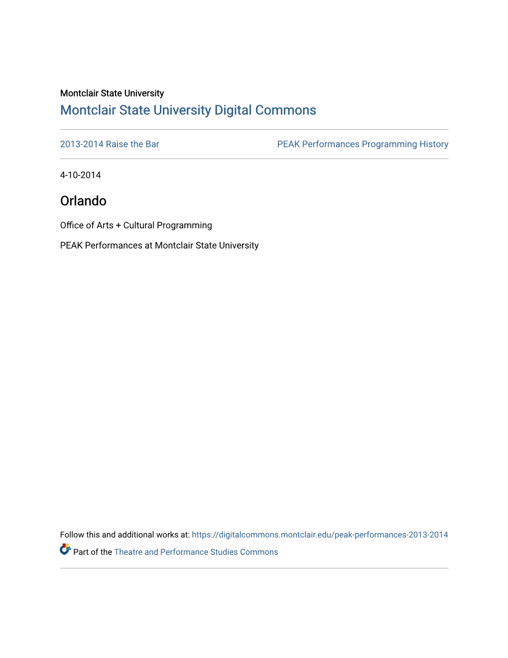 Montclair State University Digital Commons Orlando