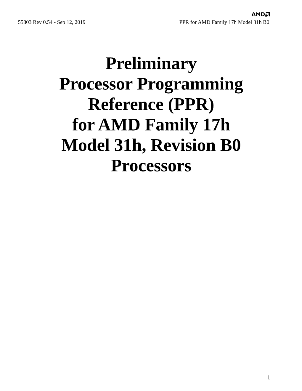 PPR for AMD Family 17H Model 31H B0