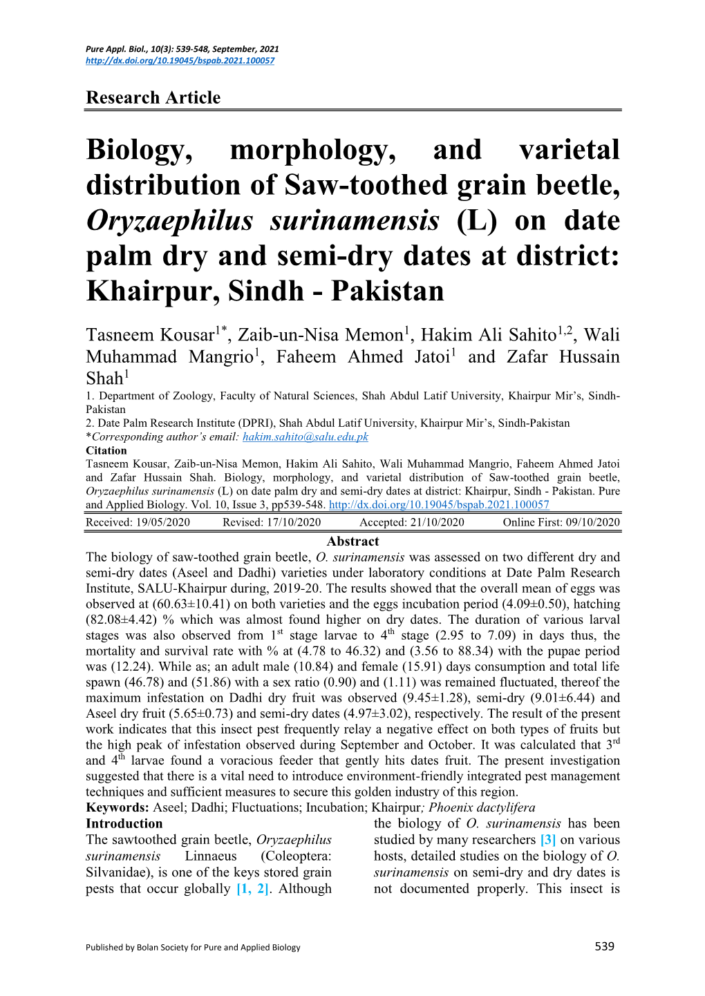 Biology, Morphology, and Varietal