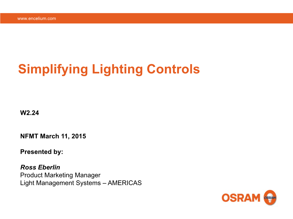 Conventional Lighting Controls....(Cont’D)