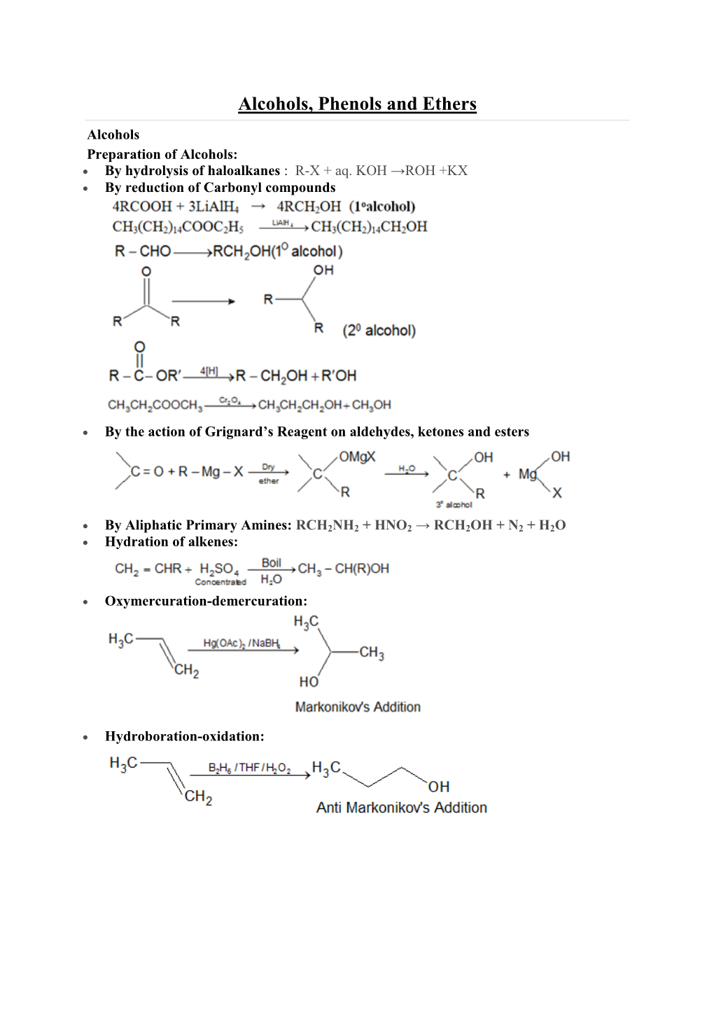 Alcohols, Phenols and Ethers Alcohols Preparation of Alcohols:  by Hydrolysis of Haloalkanes : R-X + Aq