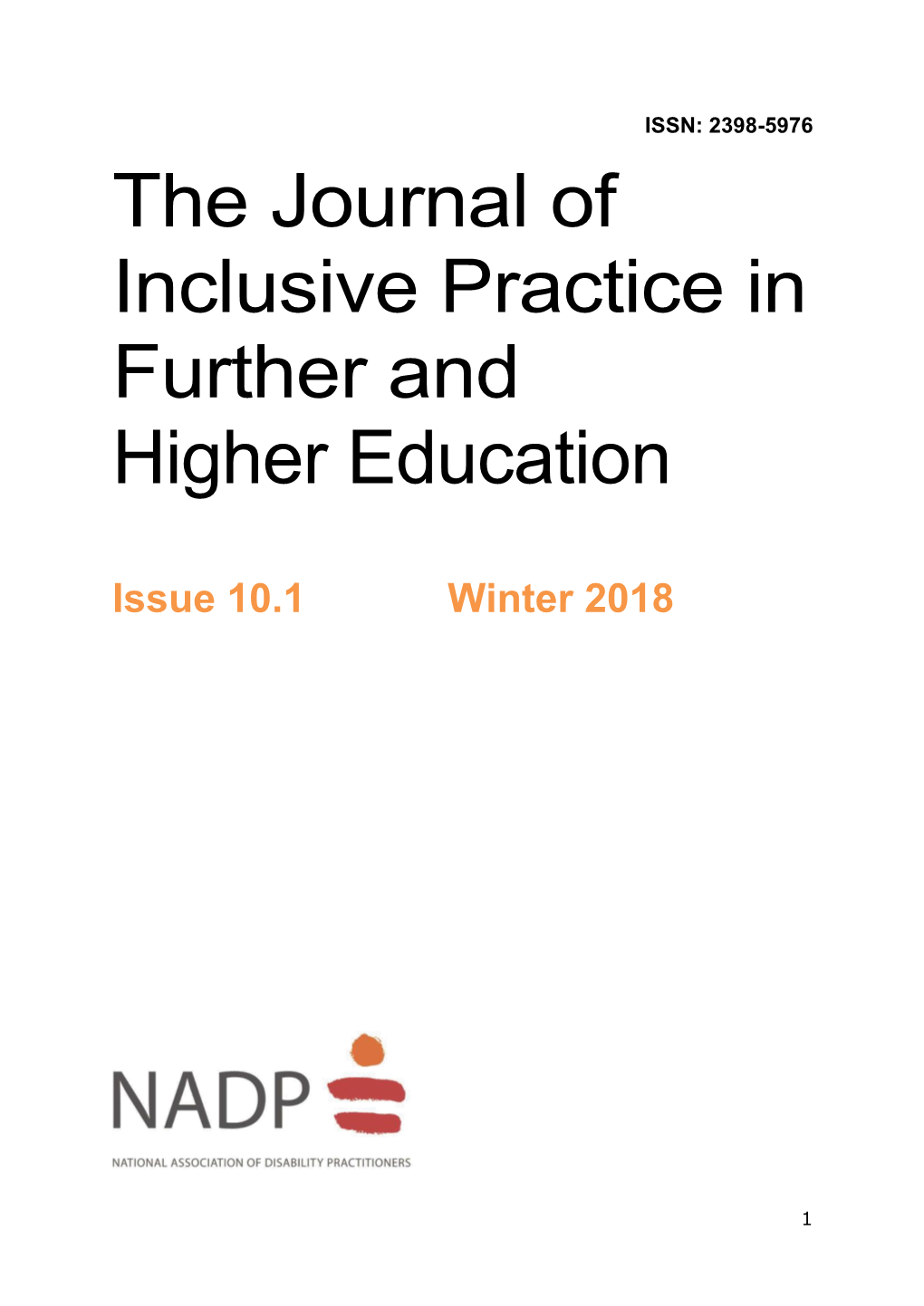 The Journal of Inclusive Practice in Further and Higher Education