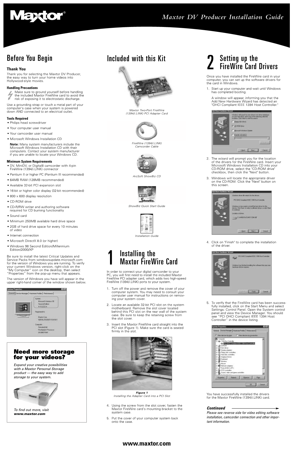 Maxtor DV Producer Installation Guide