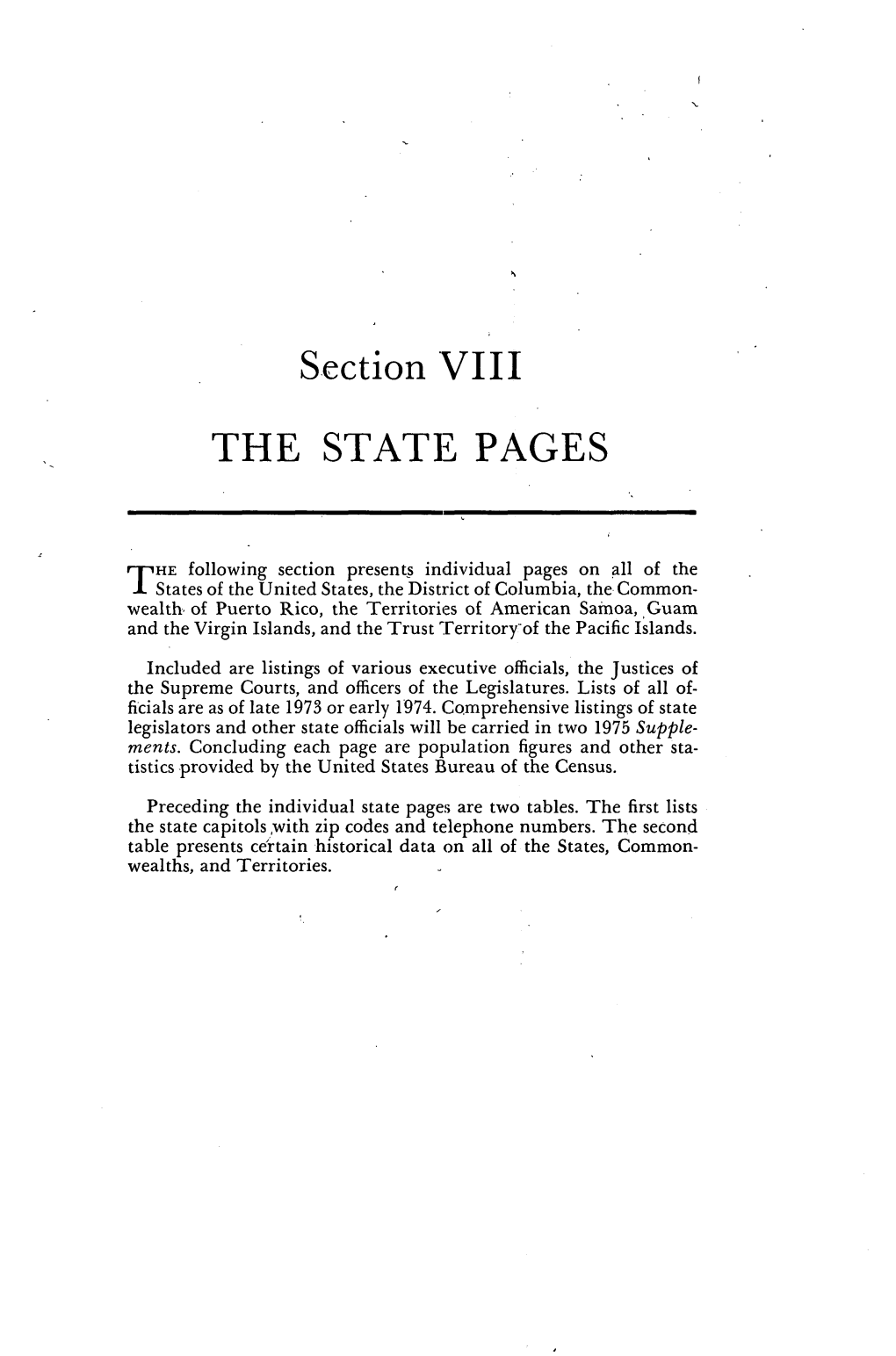 Section VIII the STATE PAGES