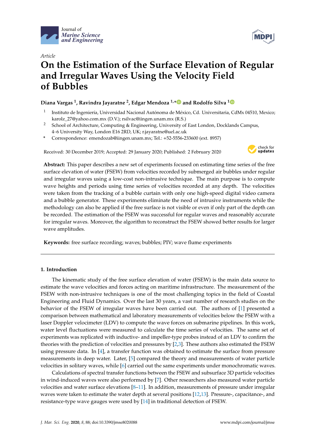 On the Estimation of the Surface Elevation of Regular and Irregular Waves Using the Velocity Field of Bubbles