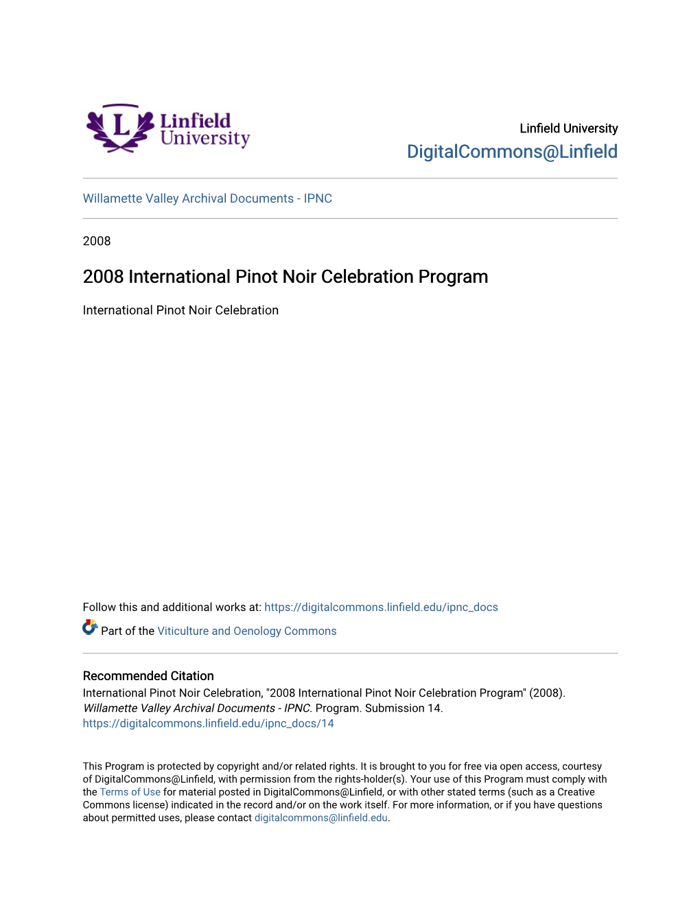 2008 International Pinot Noir Celebration Program