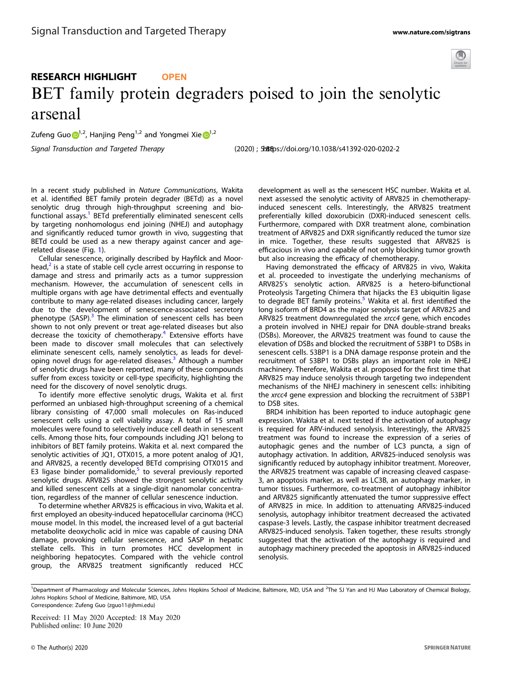 BET Family Protein Degraders Poised to Join the Senolytic Arsenal