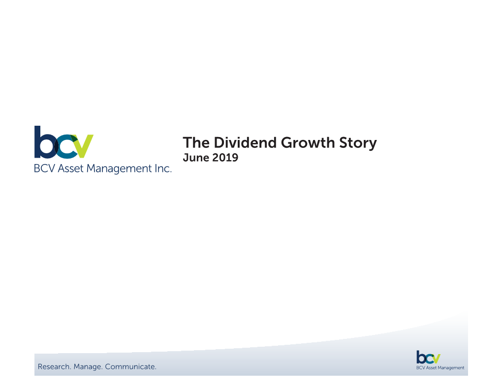 The Dividend Growth Story June 2019