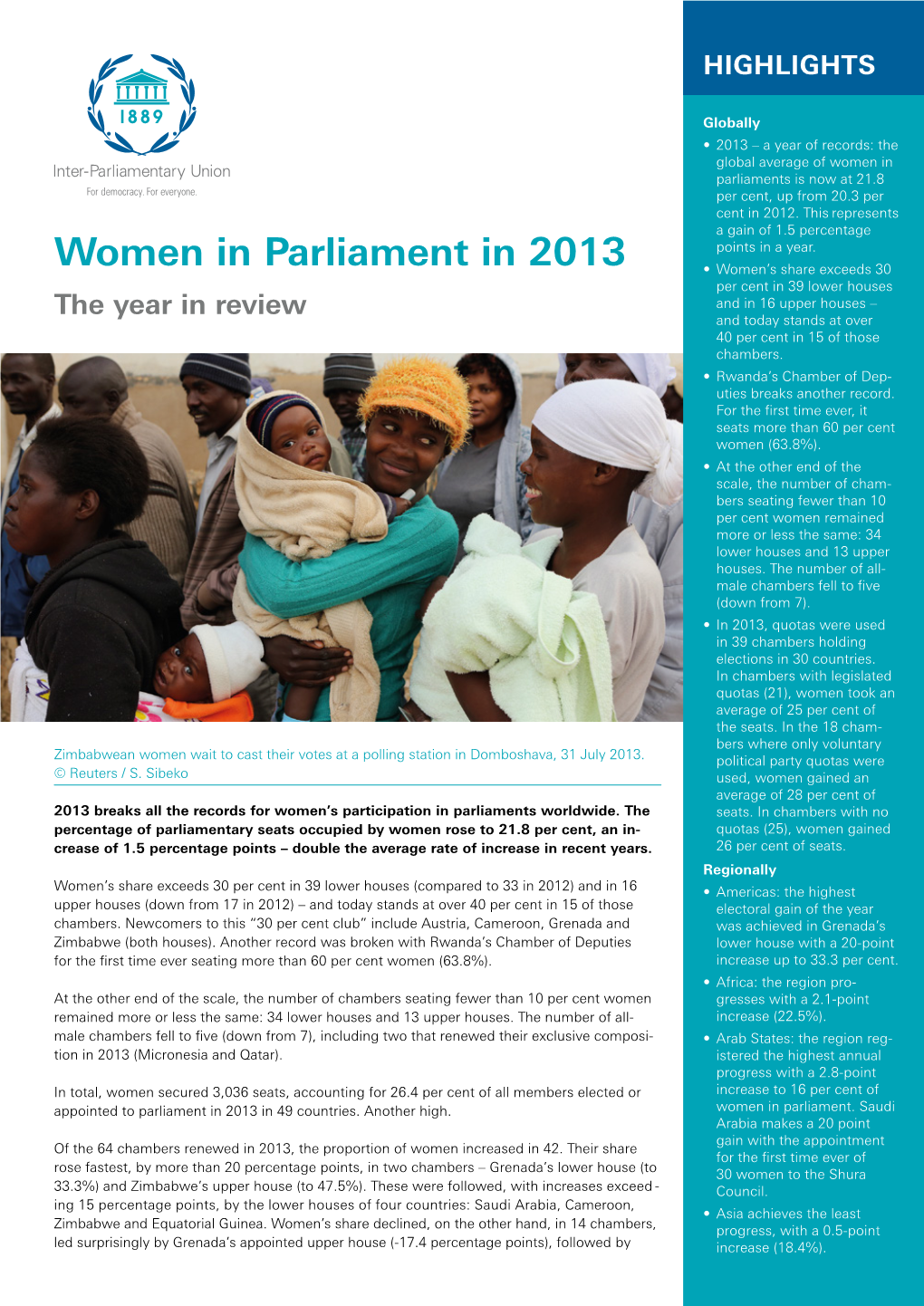 Women in Parliament in 2013: the Year in Review