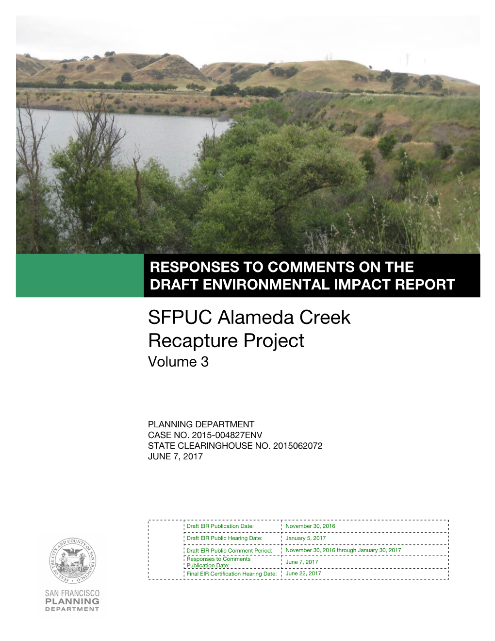SFPUC Alameda Creek Recapture Project Volume 3
