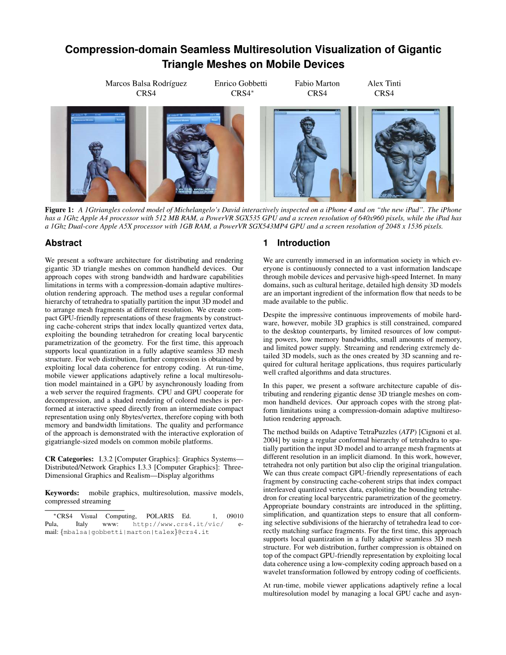 Compression-Domain Seamless Multiresolution Visualization of Gigantic Triangle Meshes on Mobile Devices