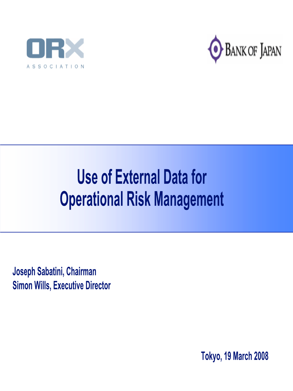 Use of External Data for Operational Risk Management