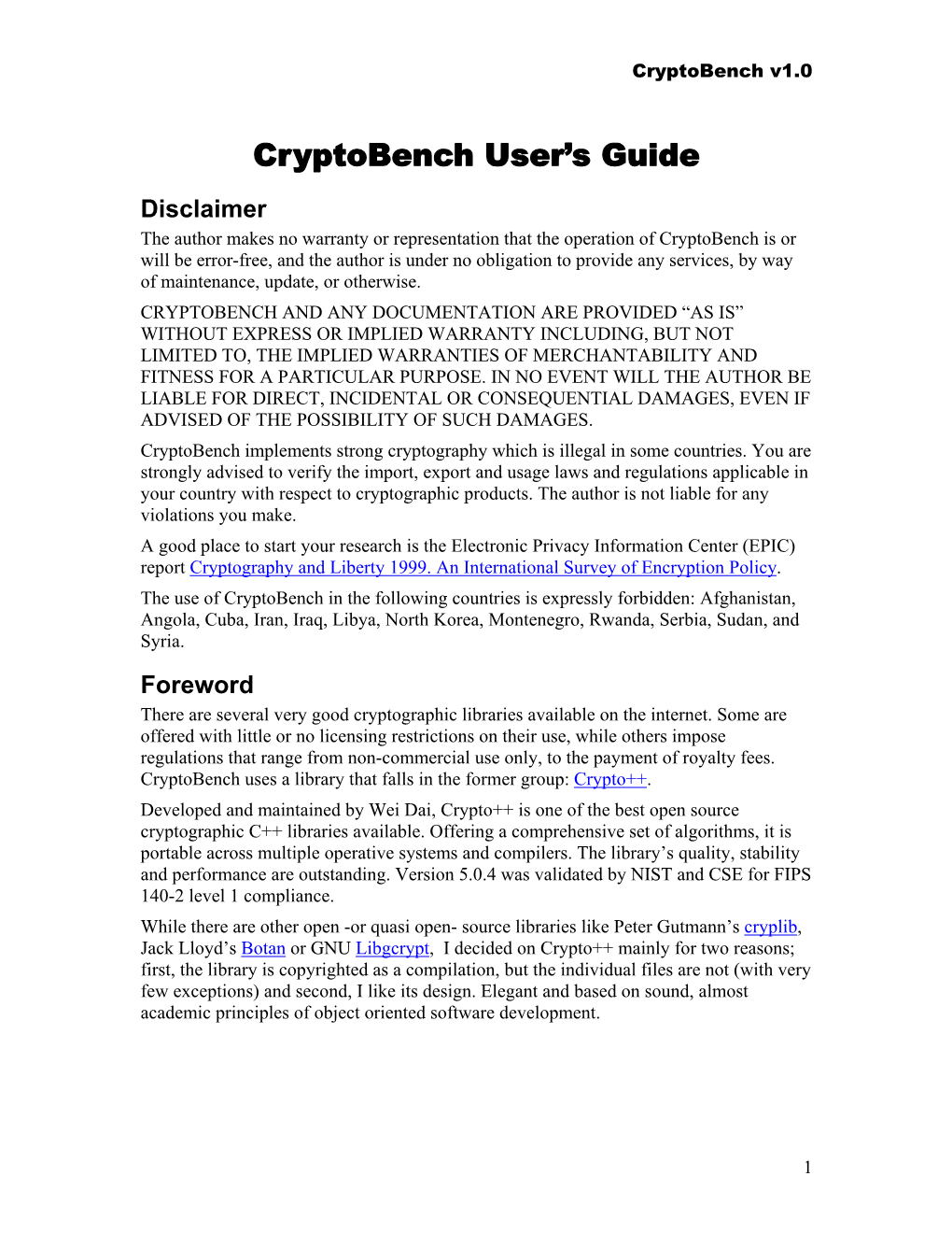 Cryptobench User's Guide