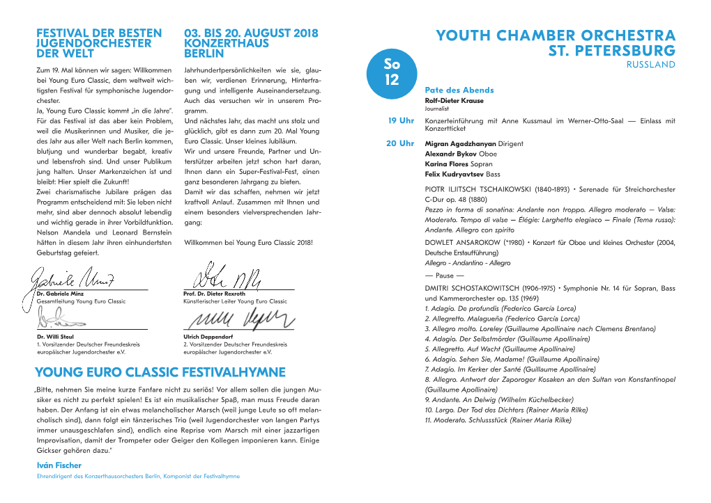 Youth Chamber Orchestra St. Petersburg Im Jahr 2012, En Und Russland